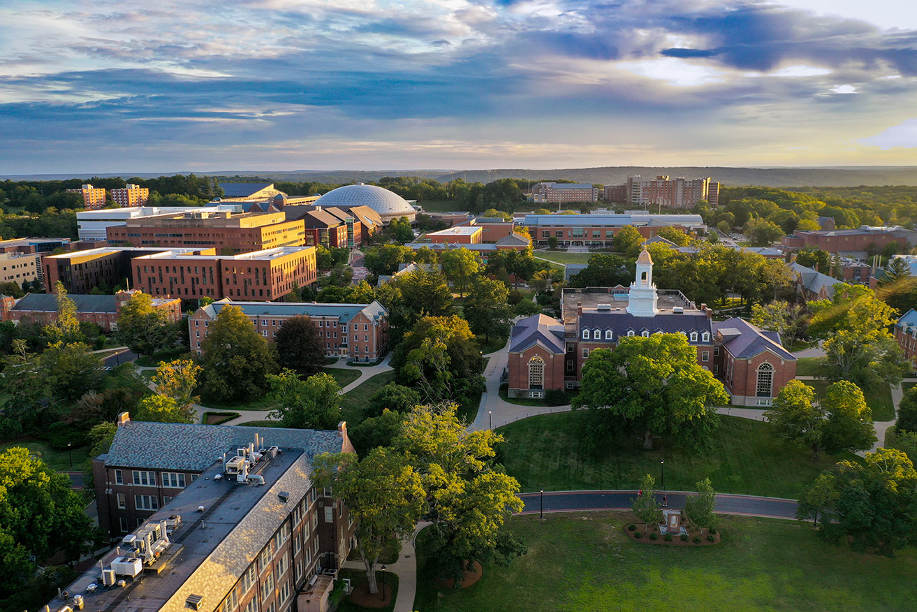 University of Connecticut, Storrs. Drone aerial shot.